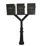 QualArc Penfield TRIPLE Mailbox Post System, base 8 with Three Letter Sentry mailboxes Black