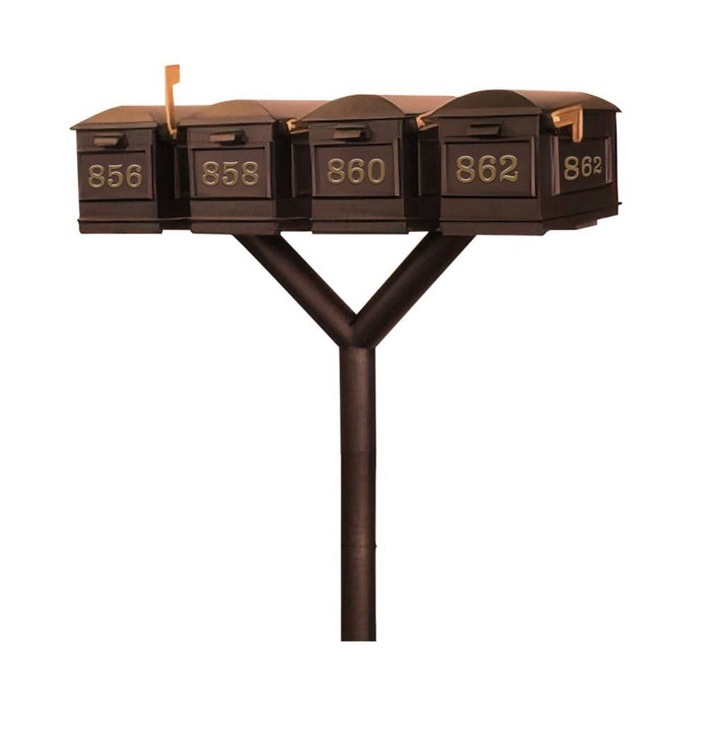 QualArc Penfield QUAD Mailbox Post System, no base with four Lewiston Mailboxes