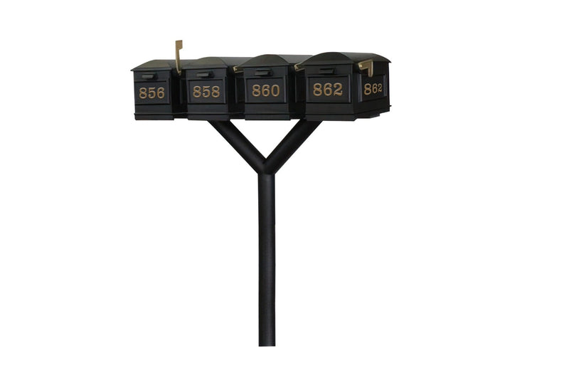 QualArc Penfield QUAD Mailbox Post System, no base with four Lewiston Mailboxes