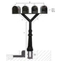 QualArc Penfield QUAD Mailbox Post System, base 8 with Four E1 Economy Mailboxes Black