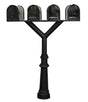 QualArc Penfield QUAD Mailbox Post System, base 8 with Four E1 Economy Mailboxes Black
