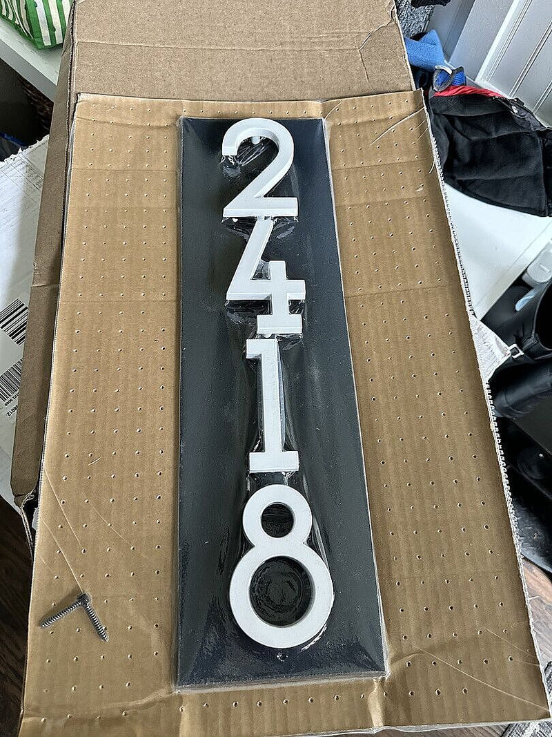Whitehall Floating Stand-off 4-Number Vertical Plaque Modern House Numbers with Sleek Aluminum Backplate & Enhanced Visibility
