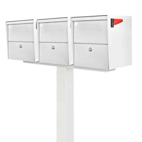 Mail Boss Package Master Triple Mailboxes with Post - Alpine White
