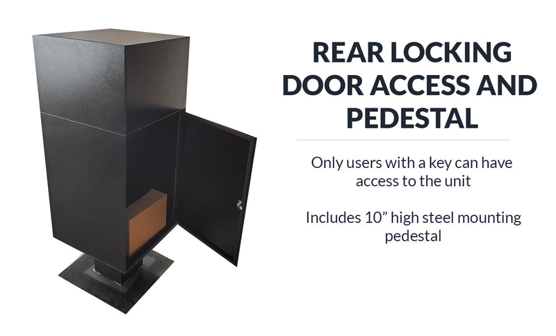 Deposit Vault with Pedestal - Curbside, Rear-Access Locking Parcel Mailbox