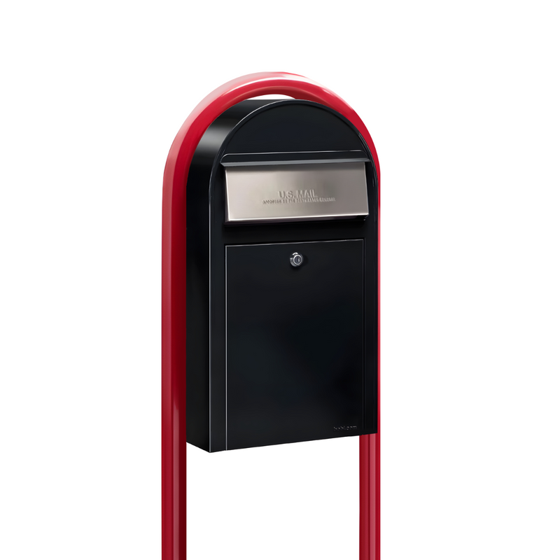 Bobi Grande Slim Front Access Mailbox with Round Post Combo - Multiple Color Options