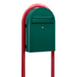 Bobi Classic Front Access Green Mailbox and Round Red Post Combo
