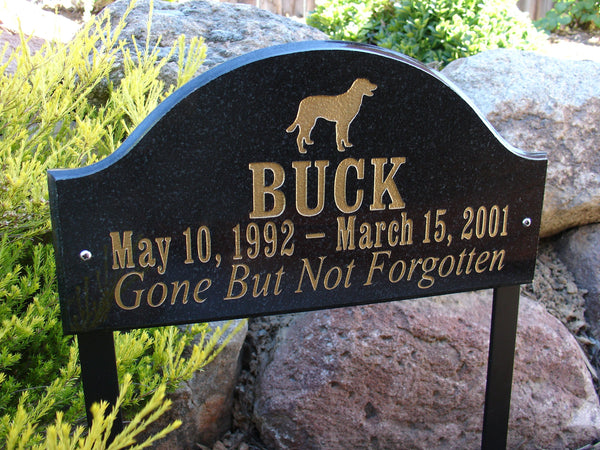 Ridgecrest Arch "Cut Corner" LOGO Plaque (Includes Engraved Logo & One Line of Text) - Black Polished Stone Color