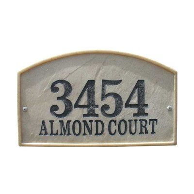 Riviera Arch Crushed Stone Address Plaque in Slate Color