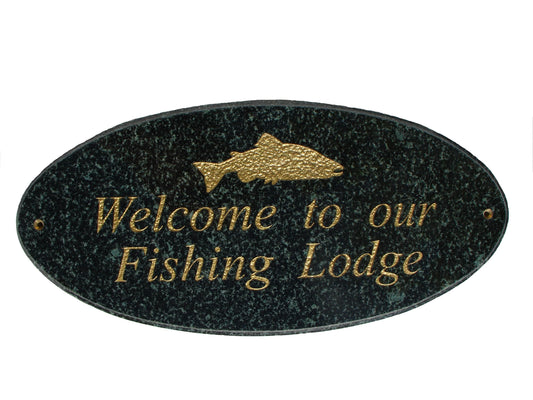 Rockport Oval LOGO Plaque (Includes Engraved Logo & One Line of Text) - Emerald Green Polished Stone Color