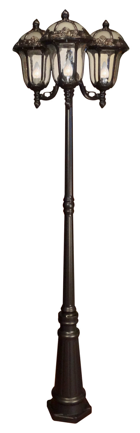 Rose Garden Medium Tri Light Twist Lock Post Lantern Set Lighting Fixture