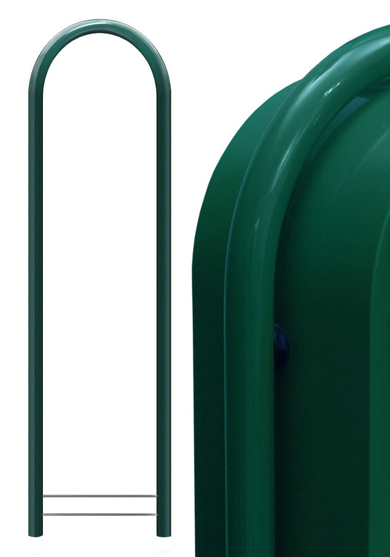 Bobi Grande Front Access Black Mailbox with Stainless Steel Mail Slot and Round Green  Post Combo