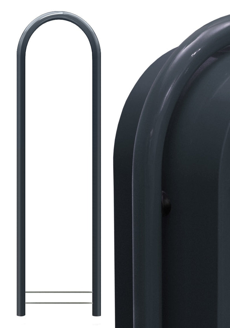 Bobi Classic Front Access Stainless Steel Mailbox and Round Grey Post Combo