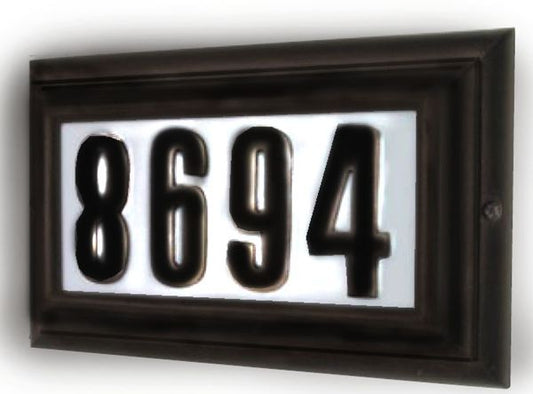 Edgewood Large Lighted Address Plaque with Polymer Numbers Included - Oil Rubbed Bronze Frame