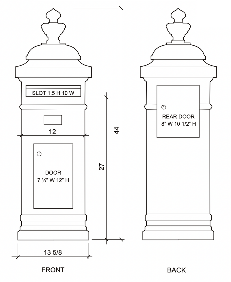 Ecco Victorian Tower Rear Access Mailbox