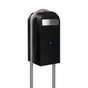 Bobi Jumbo Front Access Package Black Mailbox with Stainless Steel Mail Slot and Round Stainless Steel Post Combo