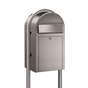 Bobi Grande Front Access Stainless Steel Mailbox with Round Stainless Steel Post Combo