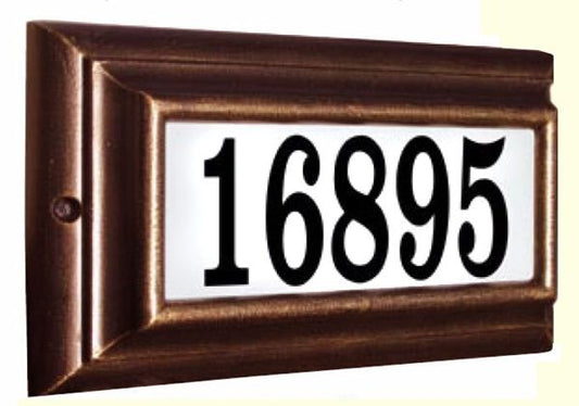 Edgewood Standard Lighted Address Plaque with Black Vinyl Numbers - Antique Copper Frame