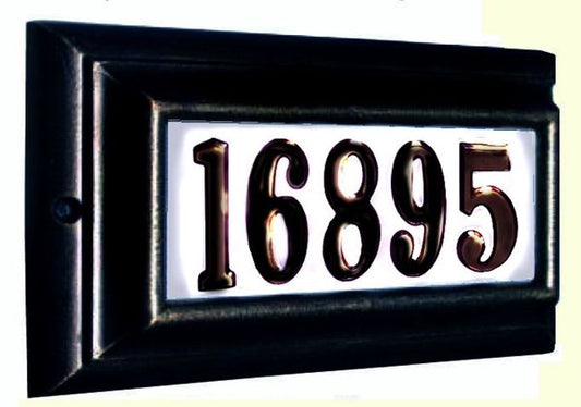 Edgewood Standard Lighted Address Plaque with Black Vinyl Numbers - Black Frame