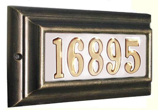 Edgewood Standard Lighted Address Plaque with Black Vinyl Numbers  - French Bronze Frame