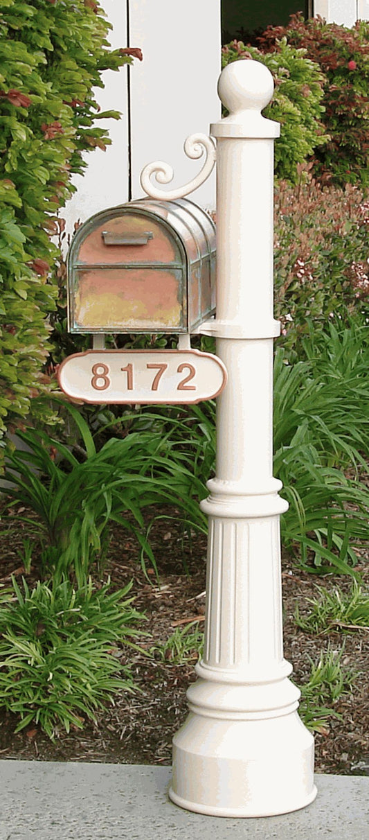 Streetscape Newport Mailbox Post & Westchester Brass Mailbox (flag included)