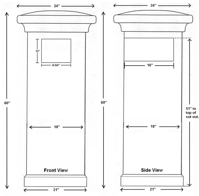 Manchester Security Locking Stucco Column Mailbox with Fleur de Lis Emblem - Stucco Column Included (Choose Colors)