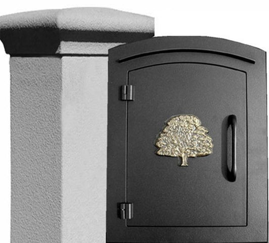 Manchester Security Locking Stucco Column Mailbox with Oak Tree Emblem - Stucco Column Included (Choose Colors)