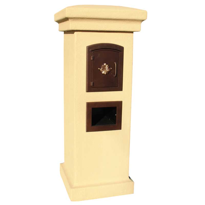 Manchester Security Locking Stucco Column Mailbox with Scroll Emblem - Stucco Column Included (Choose Colors)