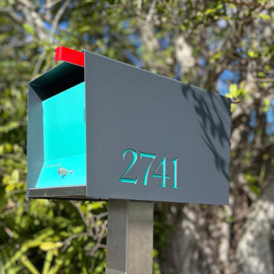 The Original UptownBox in Designer Gray - Modern Post Mounted Mailbox