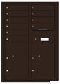 Florence 4C Horizontal Mailbox - 10 Doors, 2 Parcel Lockers - 12 Doors High Private Access
