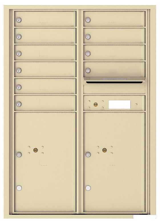 Florence 4C Horizontal Mailbox - 10 Doors, 2 Parcel Lockers - 12 Doors High Private Access
