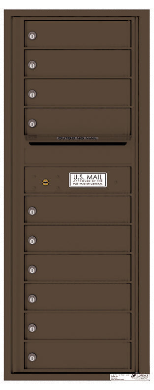 Versatile Front Loading Commercial Mailbox with 10 Tenant Doors and Outgoing Mail Slot - Single Column-Antique Bronze (AB)