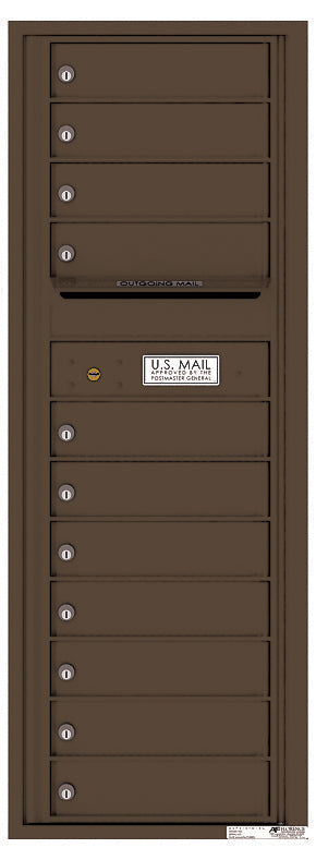 Versatile Front Loading Commercial Mailbox with 11 Tenant Compartments and Outgoing Mail Slot - Single Column-Antique Bronze (AB)