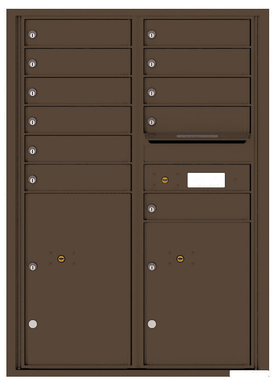 Versatile Front Loading Commercial Mailbox with 11 Tenant Doors and 2 Parcel Lockers - Double Column-Antique Bronze (AB)