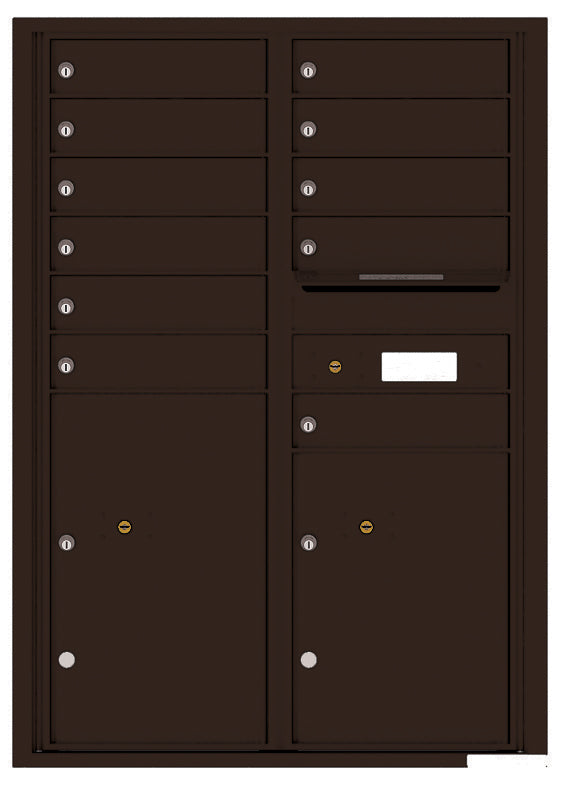 Florence 4C Horizontal Mailbox - 11 Doors, 2 Parcel Lockers - 12 Doors High Private Access