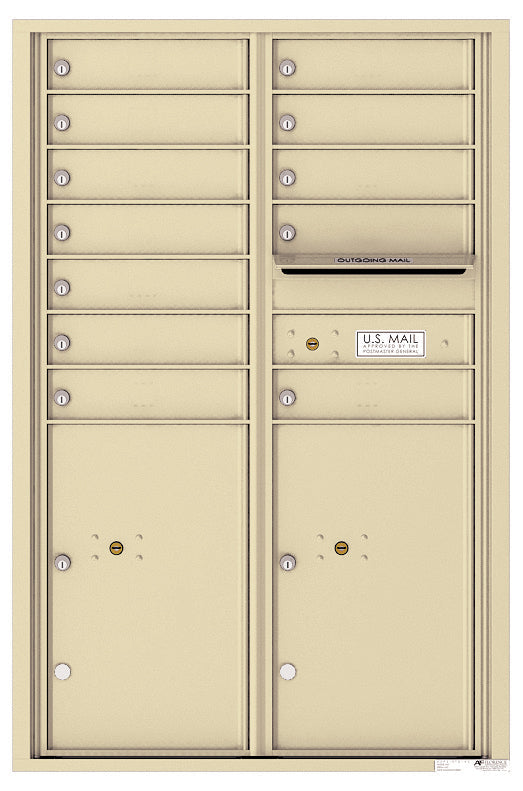 Florence 4C Horizontal Mailbox - 12 Doors, 2 Parcel Lockers - 13 Doors High Private Access