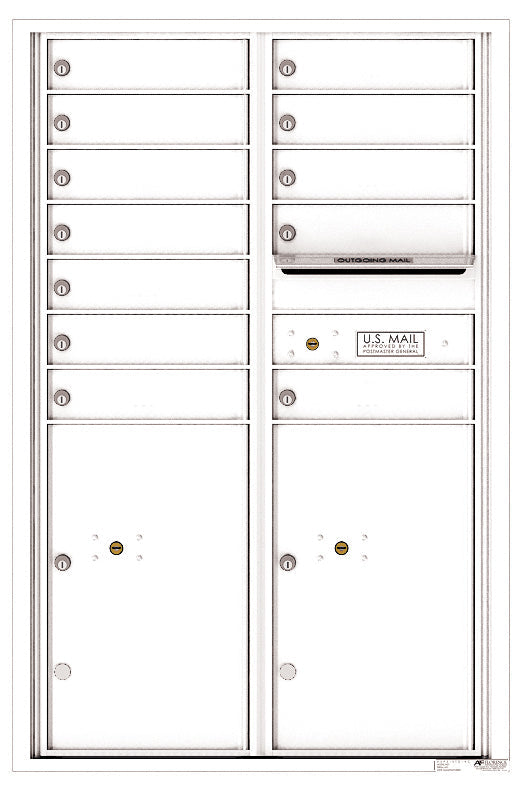 Florence 4C Horizontal Mailbox - 12 Doors, 2 Parcel Lockers - 13 Doors High Private Access