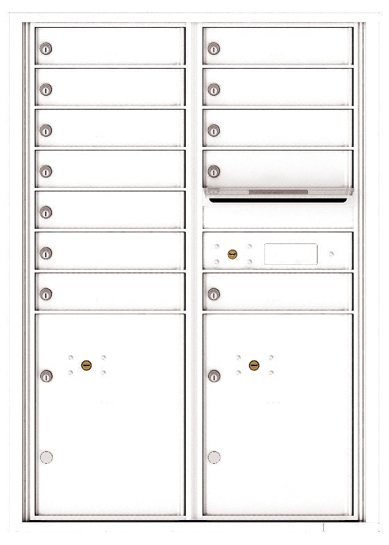 Versatile Front Loading Commercial Mailbox with 12 Tenant Doors and 2 Parcel Lockers - Double Column-White (WH)