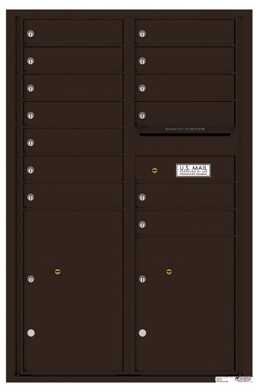 Florence 4C Horizontal Mailbox - 13 Doors, 2 Parcel Lockers - 13 Doors High USPS Access