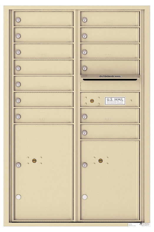 Florence 4C Horizontal Mailbox - 13 Doors, 2 Parcel Lockers - 13 Doors High USPS Access