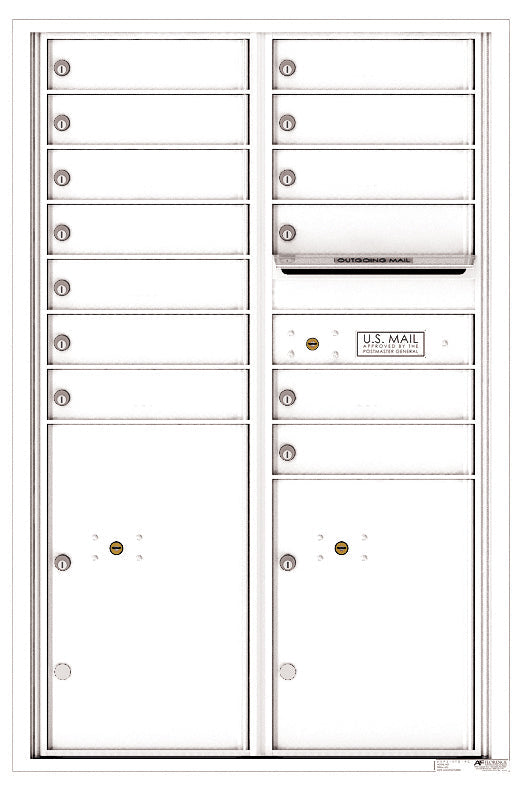Florence 4C Horizontal Mailbox - 13 Doors, 2 Parcel Lockers - 13 Doors High USPS Access