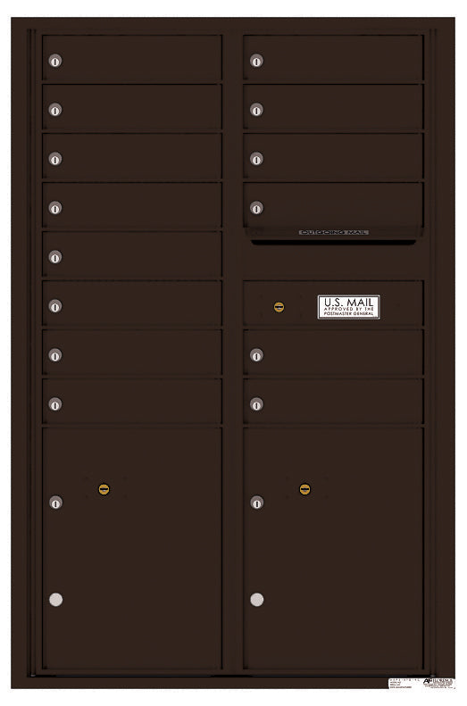 Florence 4C Horizontal Mailbox - 14 Doors, 2 Parcel Lockers - 13 Doors High Private Access