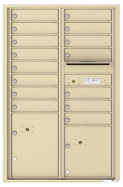 Florence 4C Horizontal Mailbox - 15 Doors, 2 Parcel Lockers - 13 Doors High Private Access