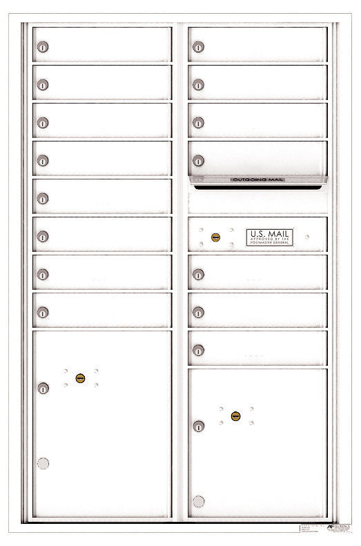 Florence 4C Horizontal Mailbox - 15 Doors, 2 Parcel Lockers - 13 Doors High USPS Access