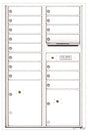 Florence 4C Horizontal Mailbox - 15 Doors, 2 Parcel Lockers - 13 Doors High USPS Access