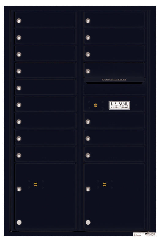 Florence 4C Horizontal Mailbox - 16 Doors, 2 Parcel Lockers - 13 Doors High Private Access