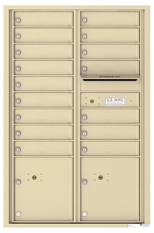 Florence 4C Horizontal Mailbox - 16 Doors, 2 Parcel Lockers - 13 Doors High USPS Access