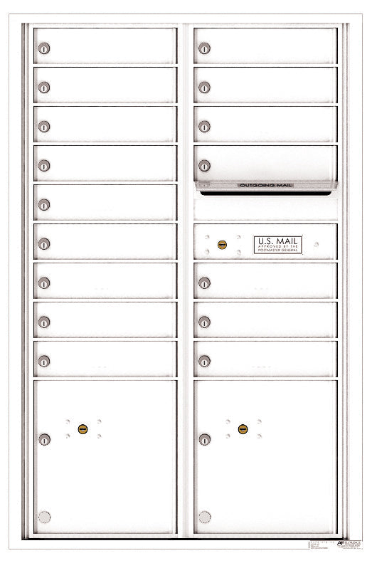 Florence 4C Horizontal Mailbox - 16 Doors, 2 Parcel Lockers - 13 Doors High Private Access
