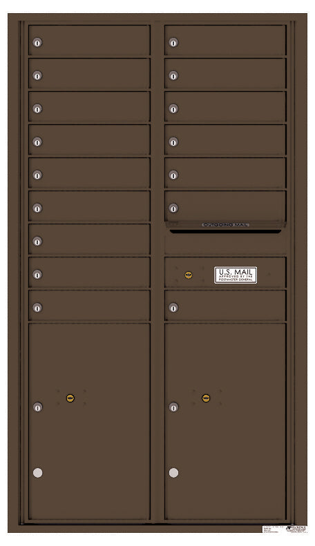 Versatile Front Loading Commercial Mailbox with 16 Tenant Doors and 2 Parcel Lockers-Antique Bronze (AB)