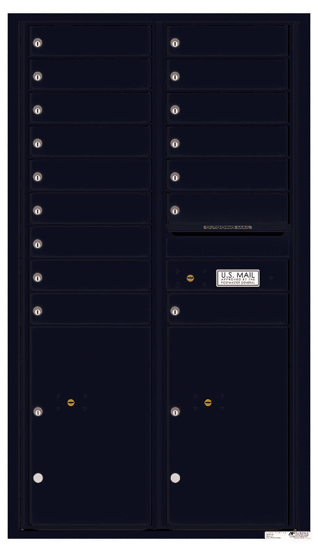 Florence 4C Horizontal Mailbox - 16 Doors, 2 Parcel Lockers - 15 Doors High USPS Access