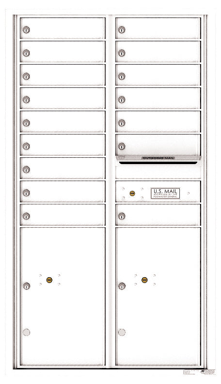 Florence 4C Horizontal Mailbox - 16 Doors, 2 Parcel Lockers - 15 Doors High USPS Access